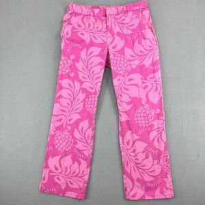 Roxy Quiksilver Womens Pink Tropical Floral Pineapple Pants Size 0 Vtg Y2K